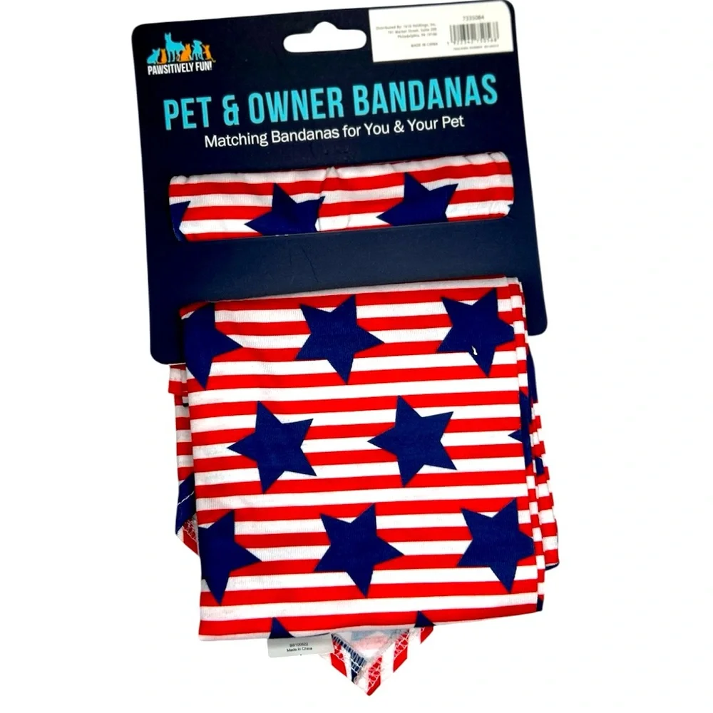Pawsitively Fun Pet & Owner Matching Bandanas – Patriotic Stars & Stripes Set